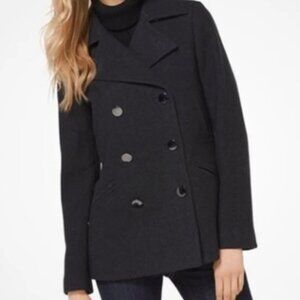 MICHAEL KORS Women's Double Breasted Lined Black Wool Blend Coat - XL